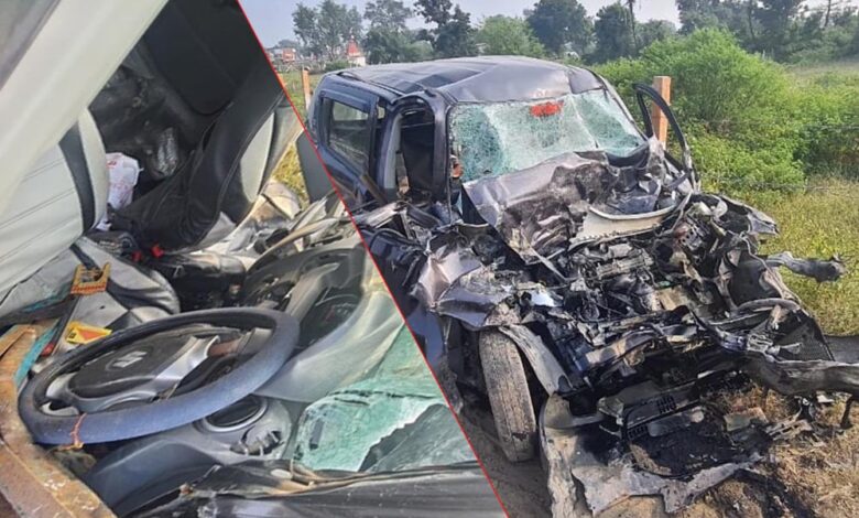 उज्जैन में कार-डंपर टक्कर, तीन युवकों की मौत, एक घायल